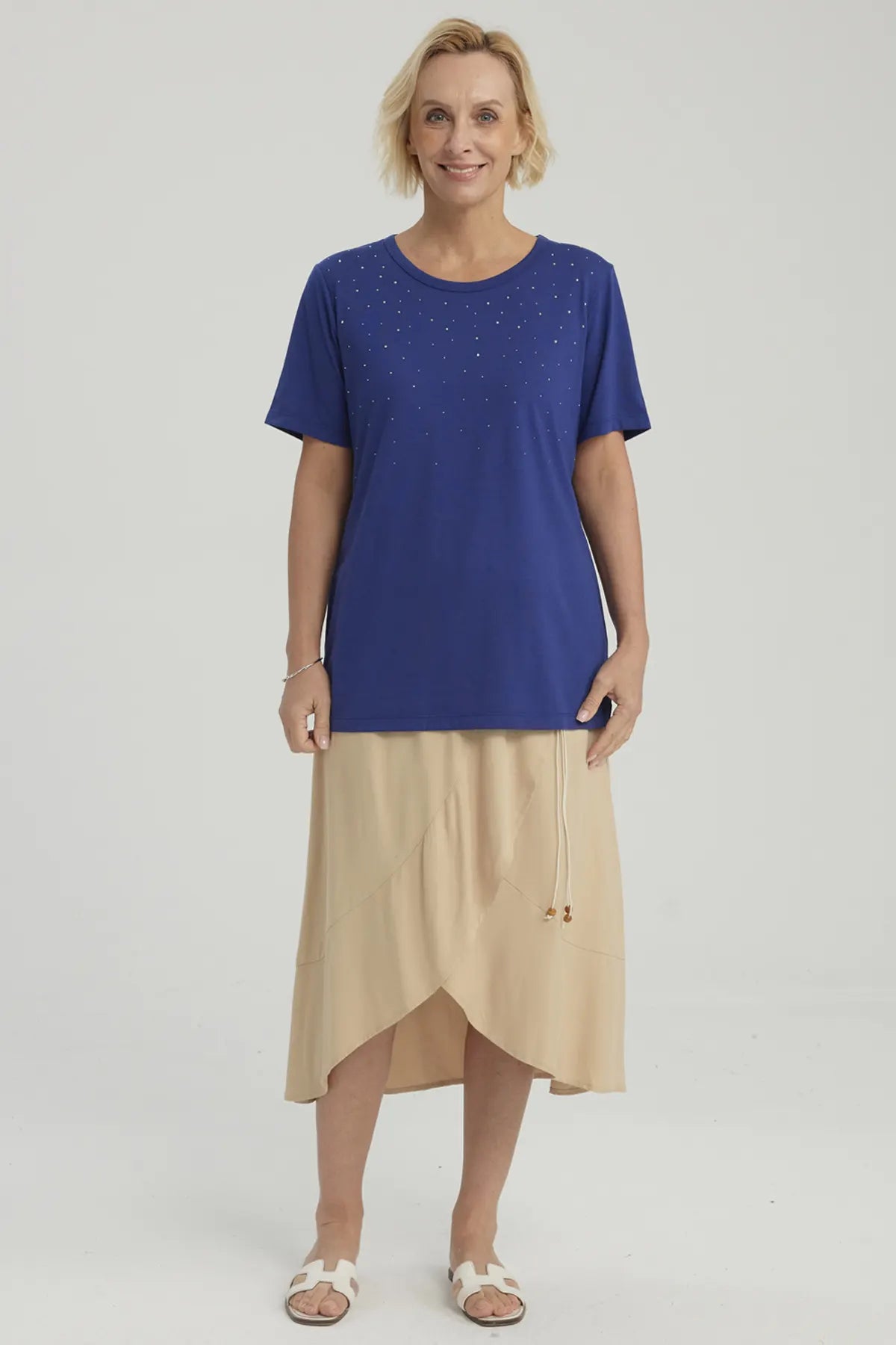 Polera Mujer Con Tachas Azul Oscuro