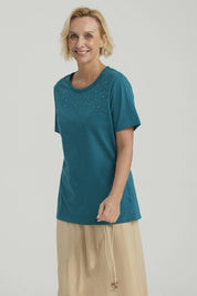 Polera Mujer Con Tachas Petroleo