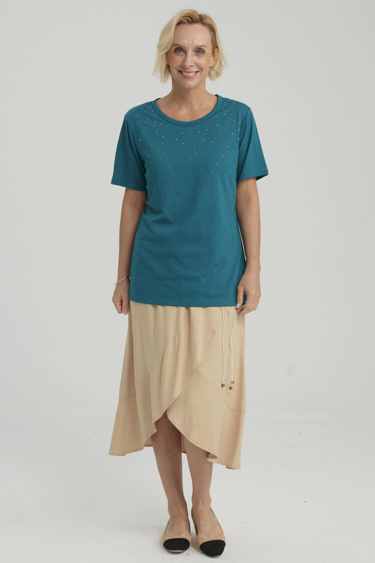 Polera Mujer Con Tachas Petroleo