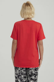 Polera Mujer Con Tachas Rojo