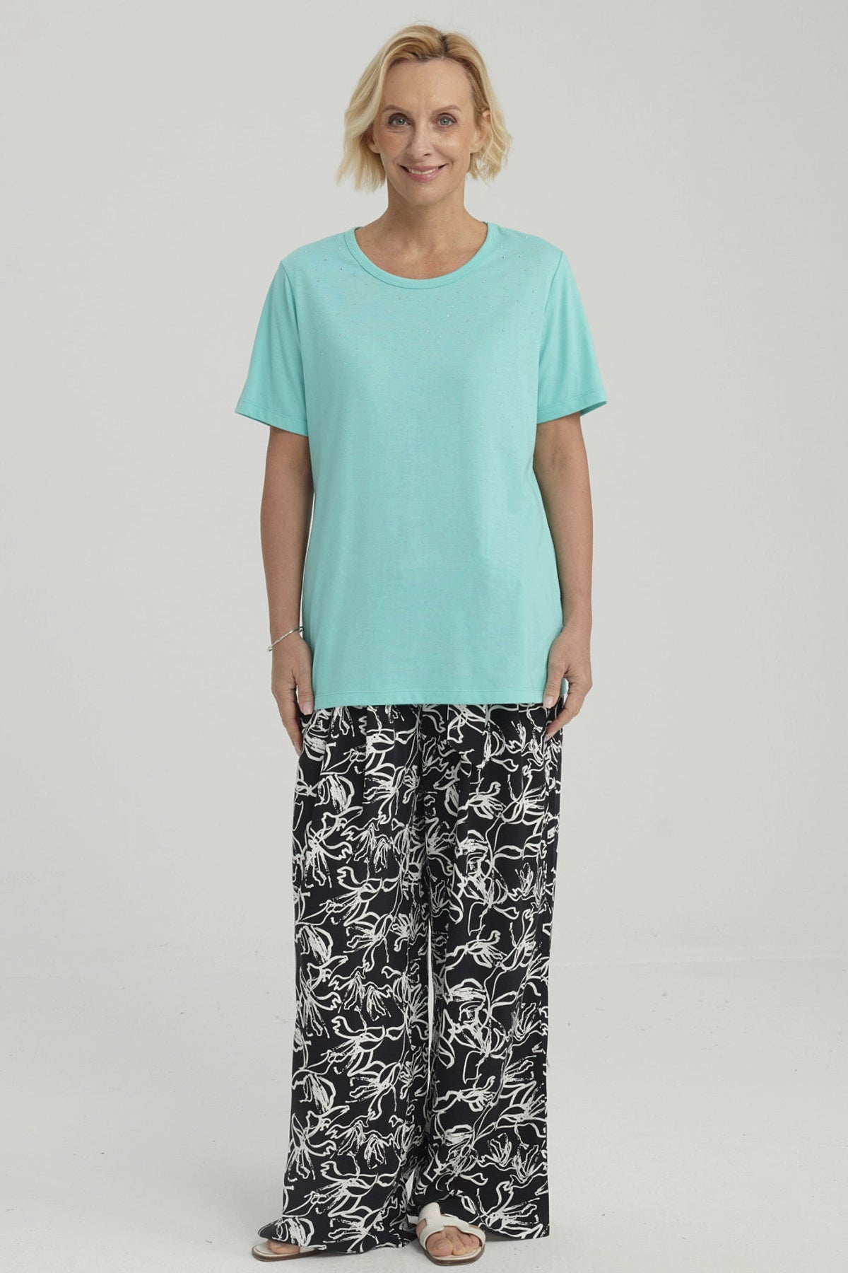 Polera Mujer Con Tachas Turquesa