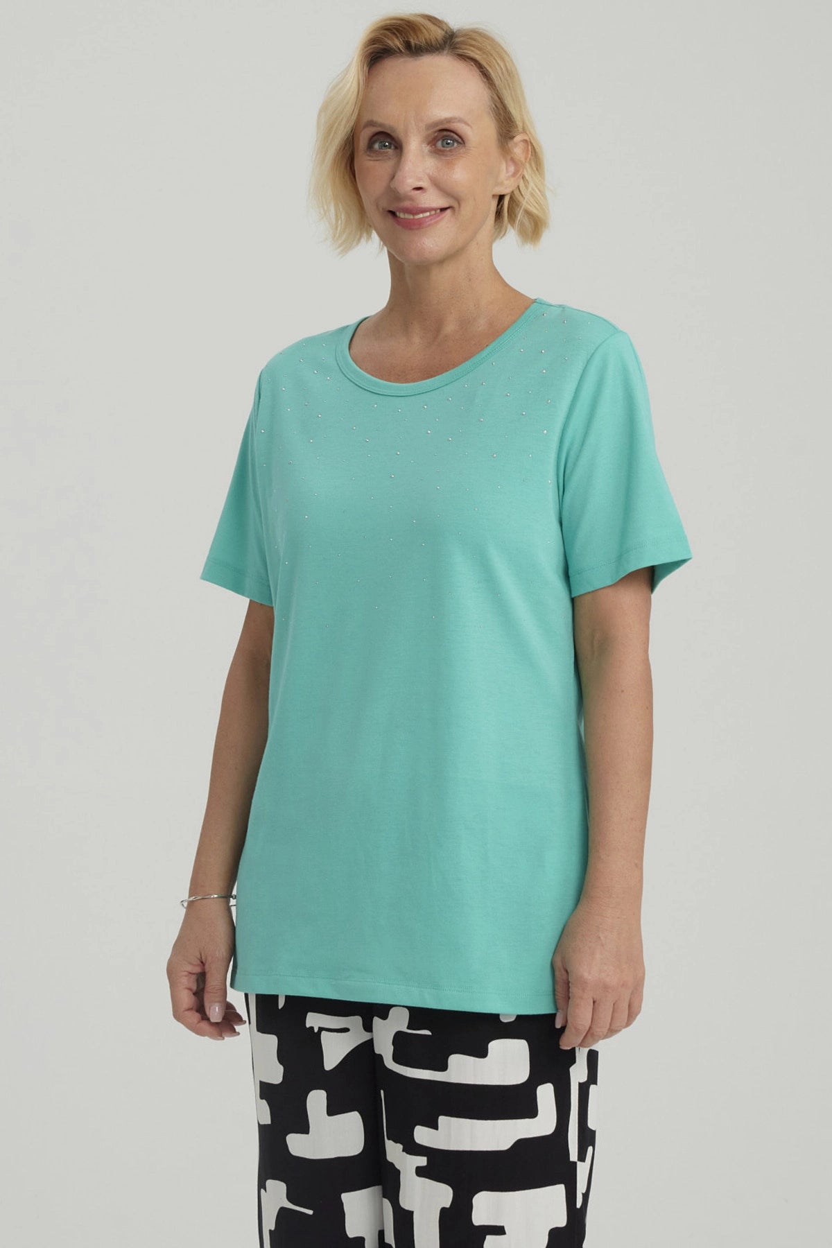 Polera Mujer Con Tachas Turquesa
