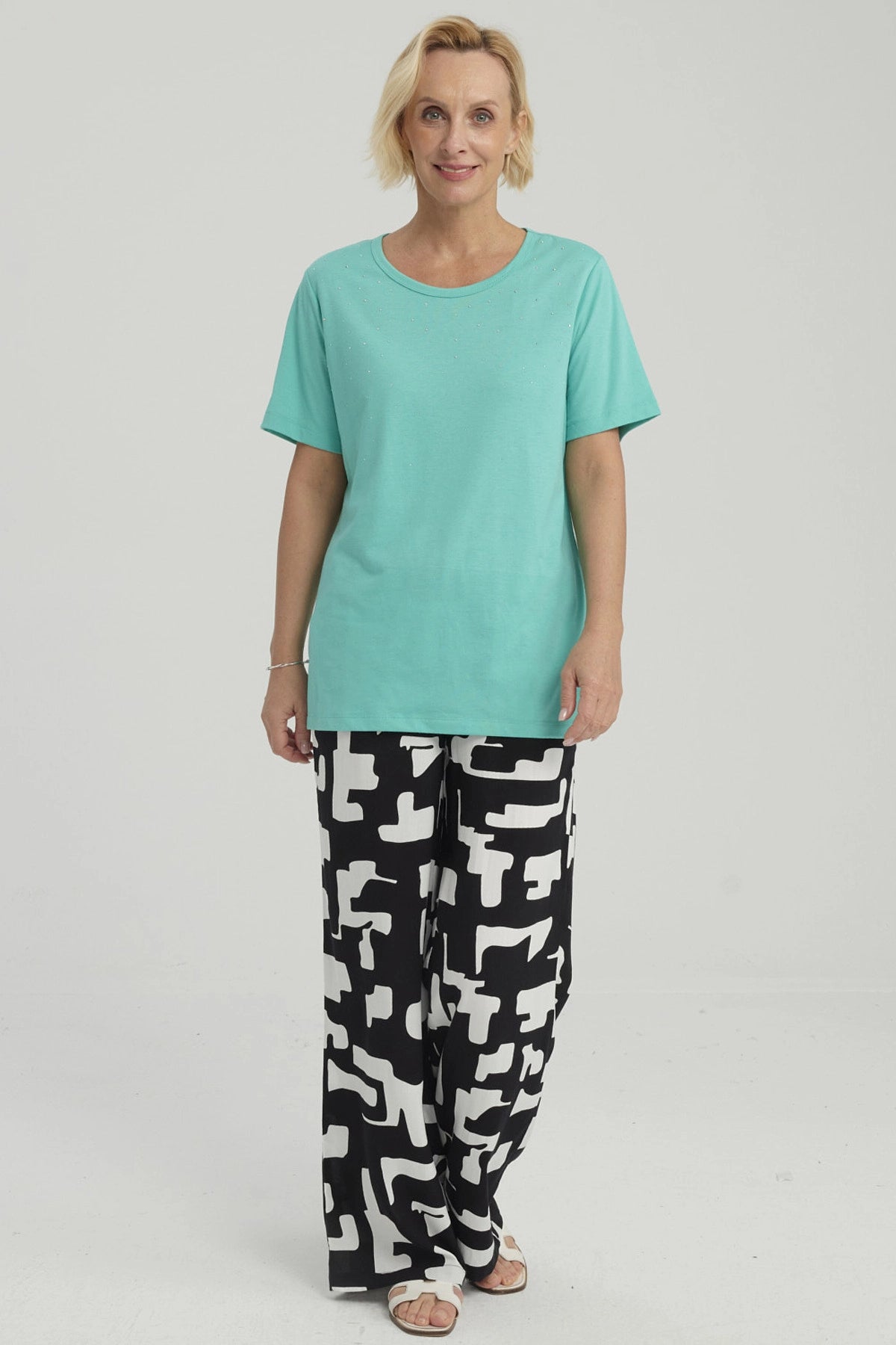 Polera Mujer Con Tachas Turquesa