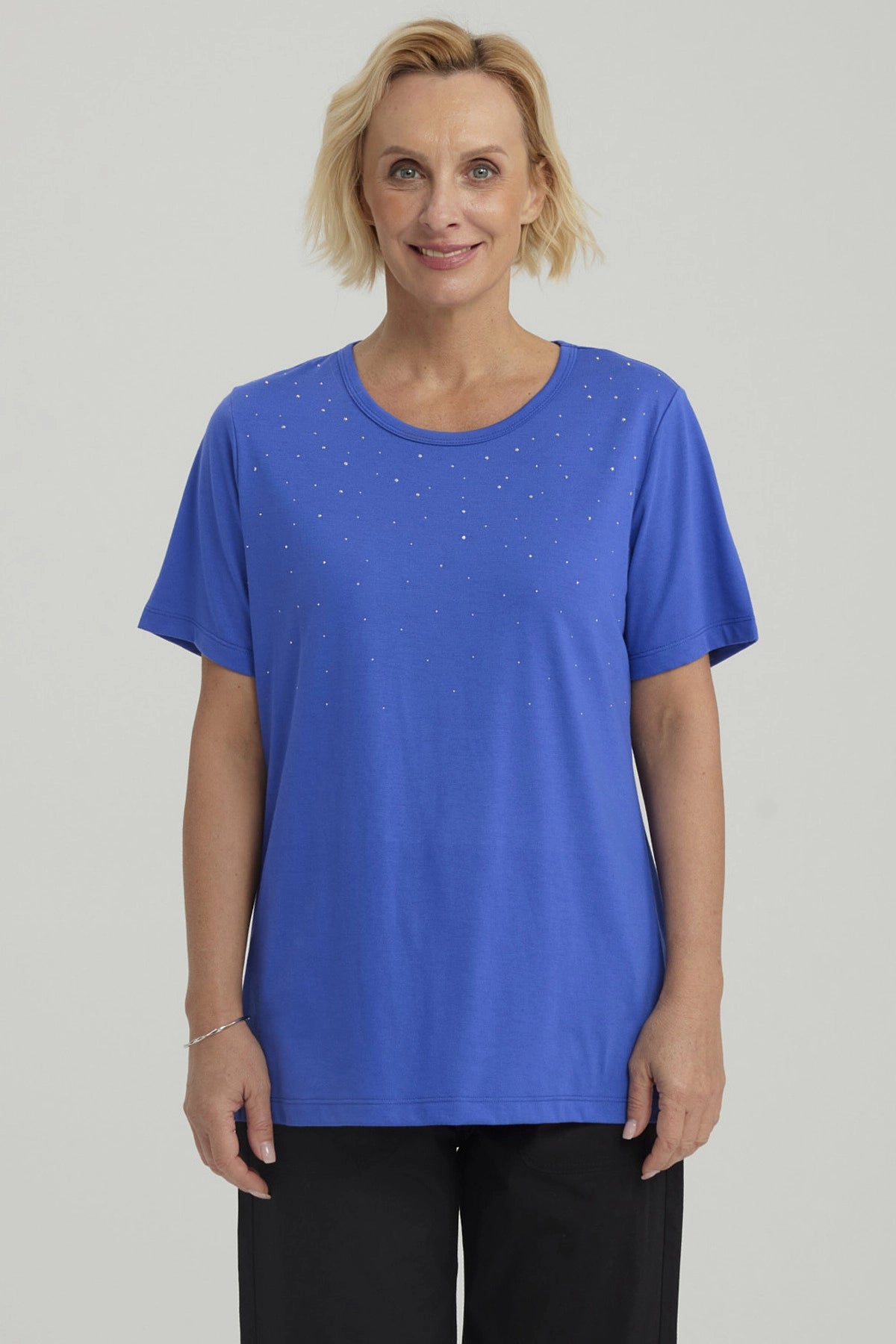 Polera Mujer Con Tachas Azulino