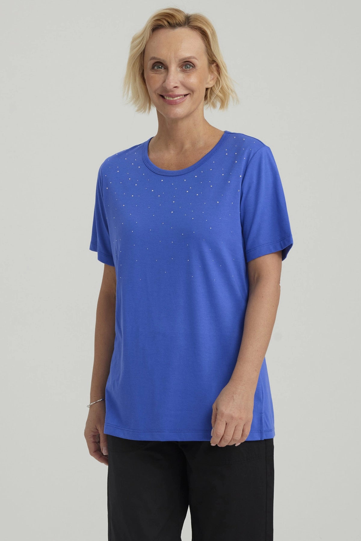 Polera Mujer Con Tachas Azulino