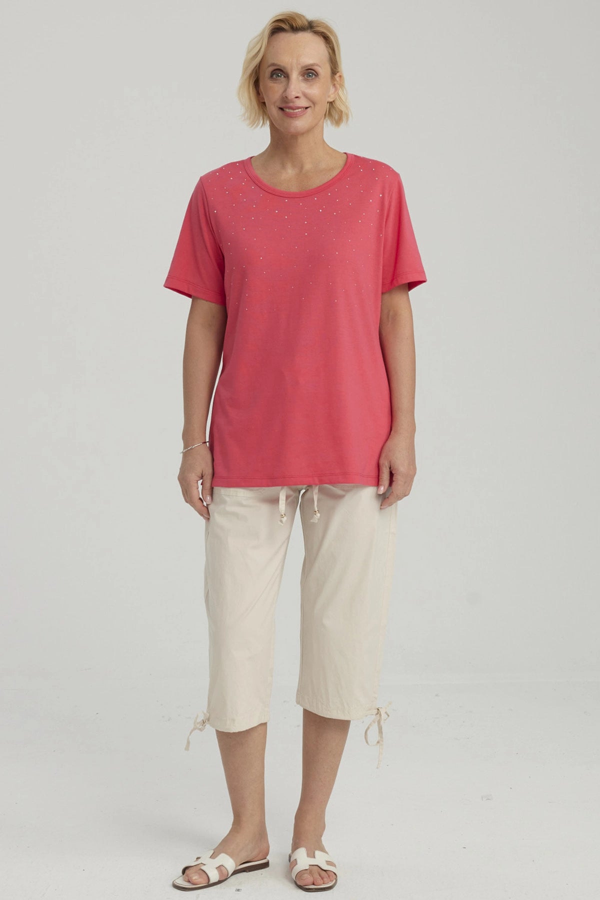 Polera Mujer Con Tachas Fucsia