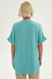 Blusa Mujer Lisa 2 Tapetas Celeste
