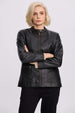 Chaqueta Mujer Efecto Cuero Negro