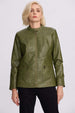 Chaqueta Mujer Efecto Cuero Verde Militar