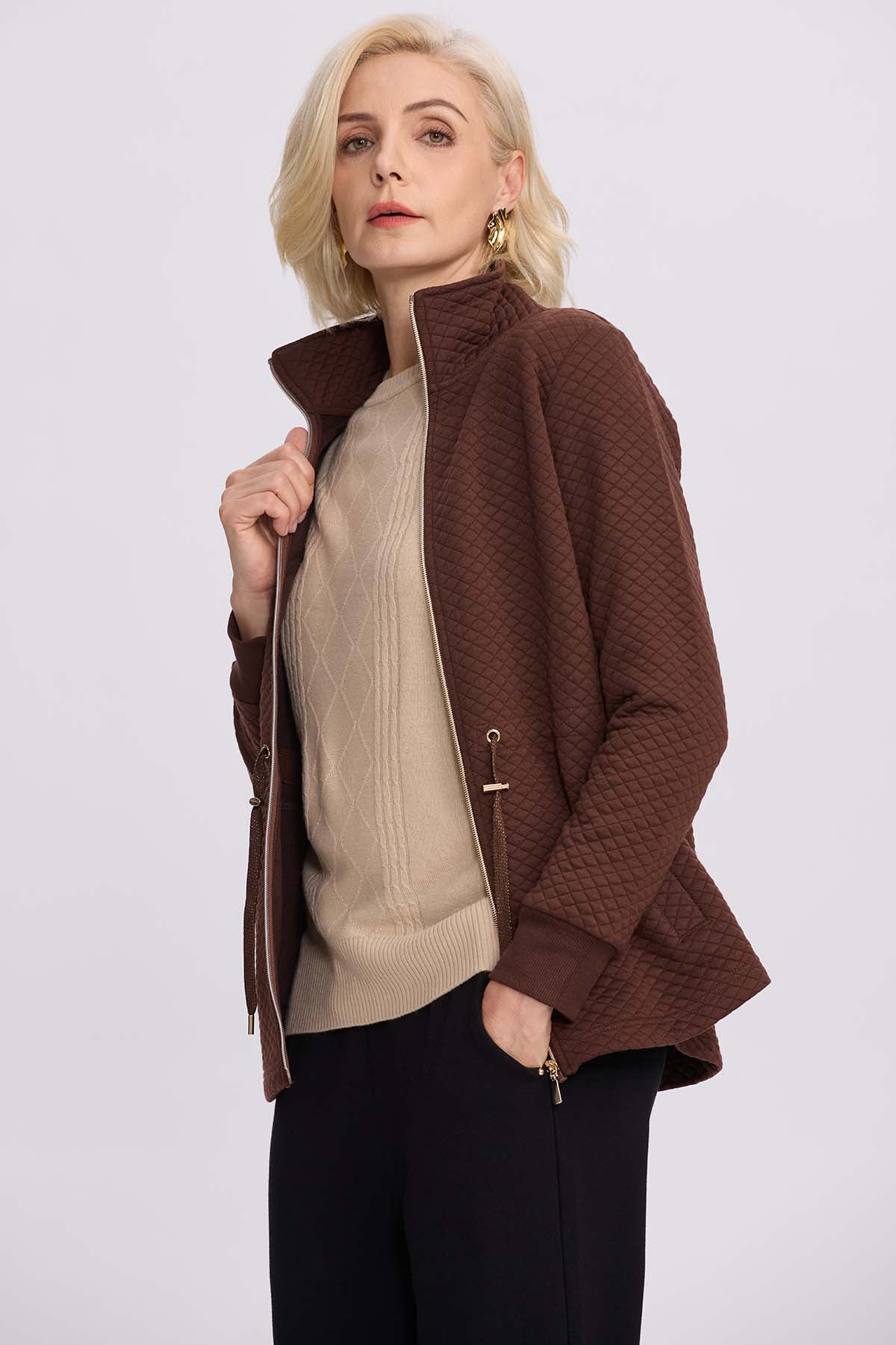 Polerón Mujer Cintura Ajustable Cafe