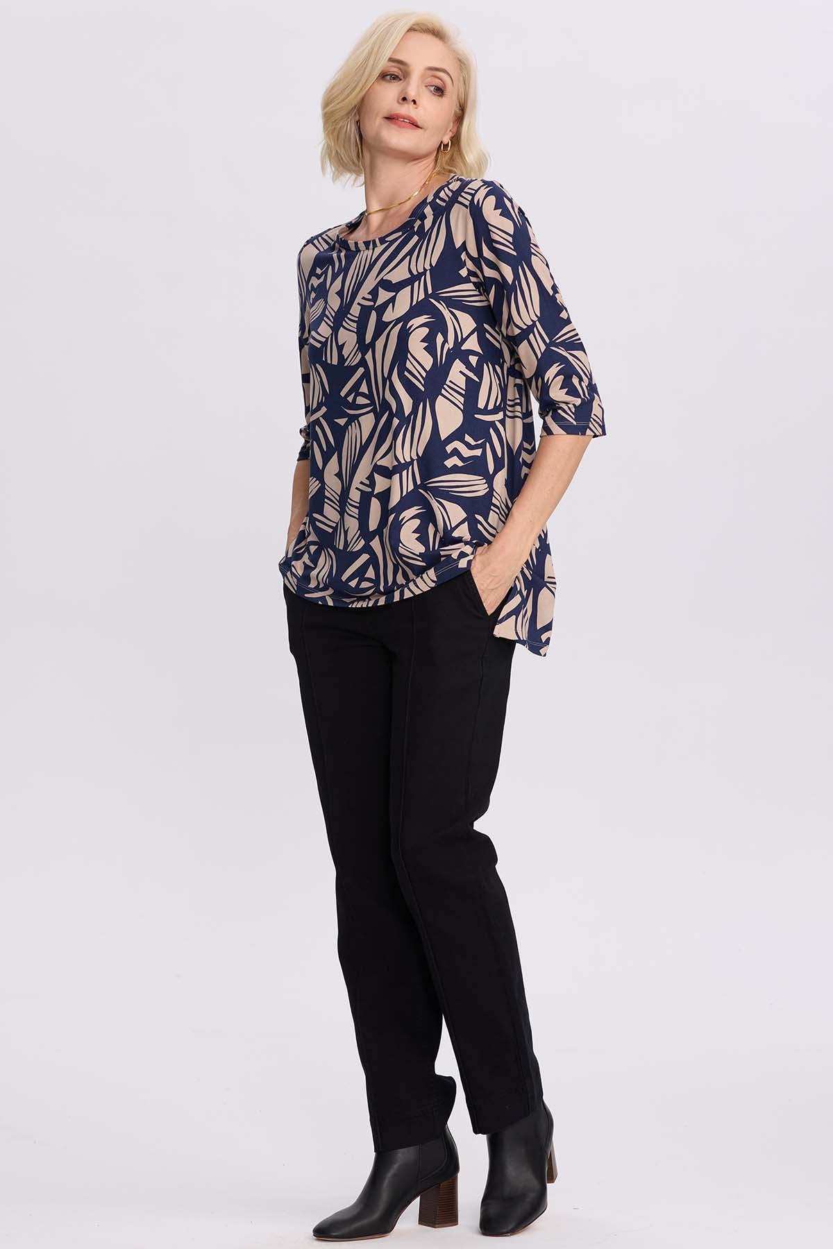 Polera Mujer Estampada Azul