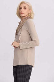 Sweater Mujer Con Pañuelo Beige