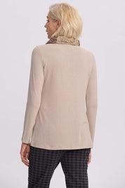 Sweater Mujer Con Pañuelo Beige