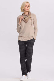 Sweater Mujer Con Pañuelo Beige