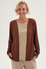 Polera Mujer Tapado Print Posicional Cafe Claro