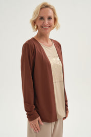 Polera Mujer Tapado Print Posicional Cafe Claro