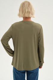 Polera Mujer Tapado Print Posicional Verde Militar