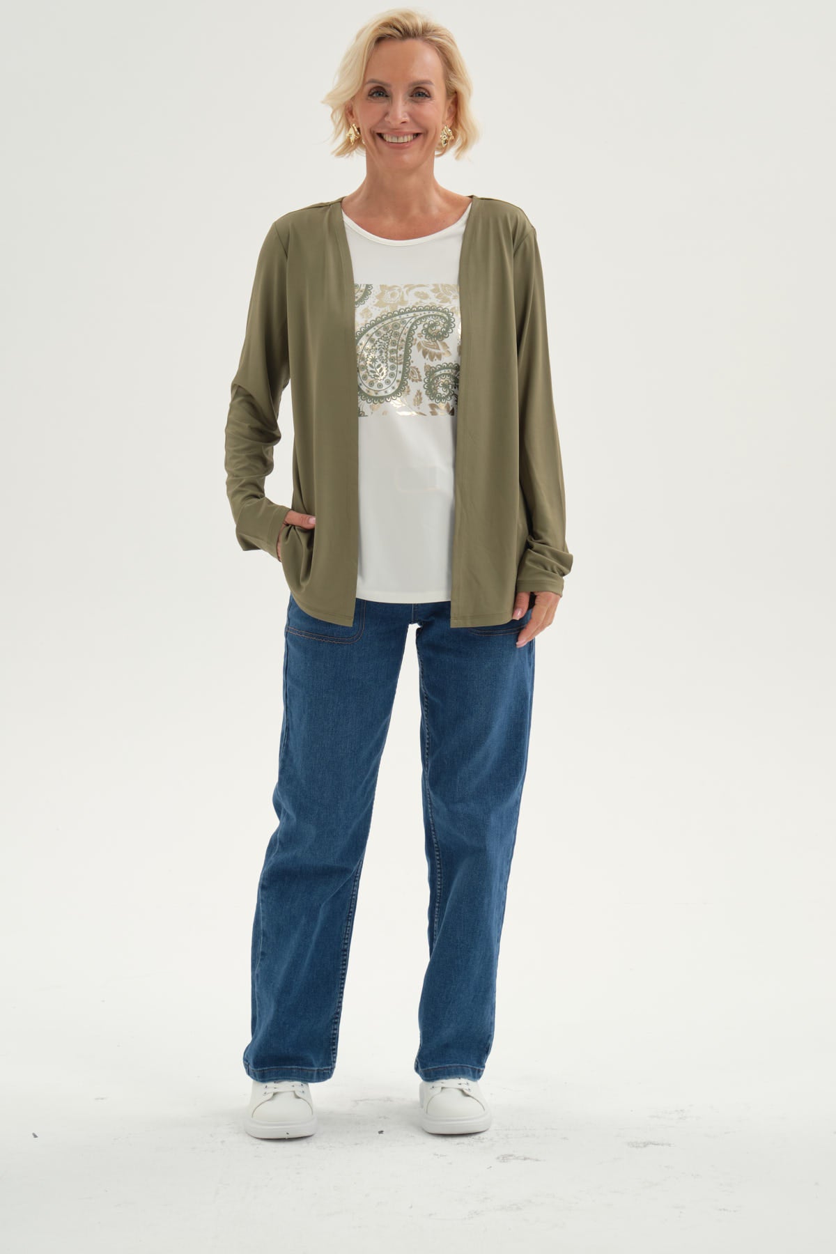 Polera Mujer Tapado Print Posicional Verde Militar