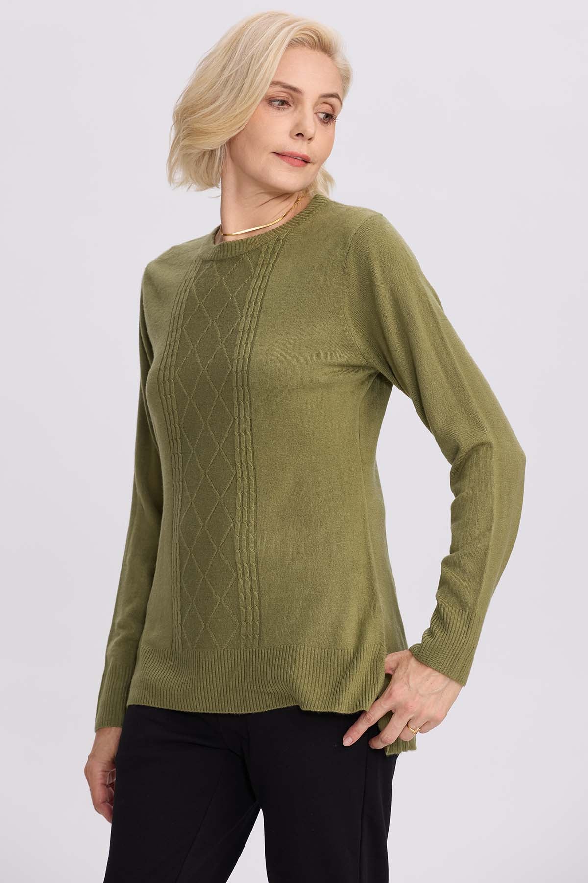 Sweater Mujer Cerrado Verde Militar