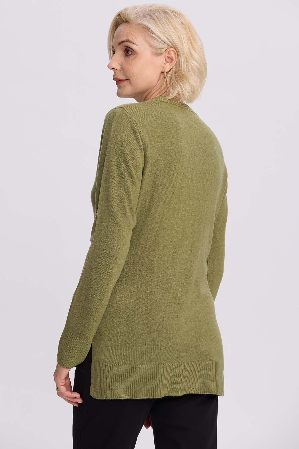 Sweater Mujer Cerrado Verde Militar