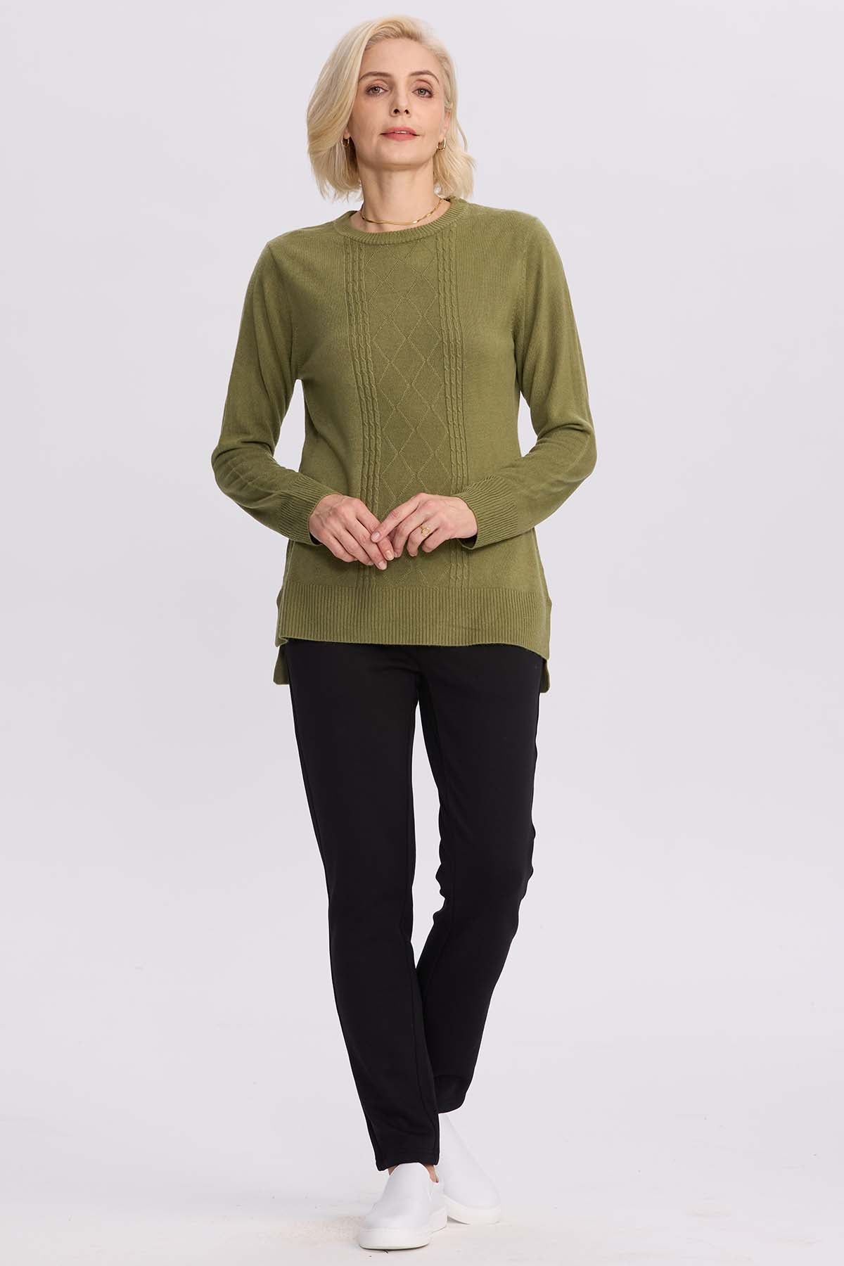 Sweater Mujer Cerrado Verde Militar
