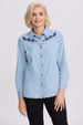 Blusa Mujer Denim Bordada Azul Claro