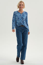 Jeans Mujer Flare Tiro Alto Azul
