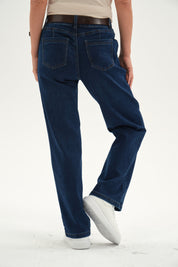 Jeans Mujer Flare Tiro Alto Azul Oscuro