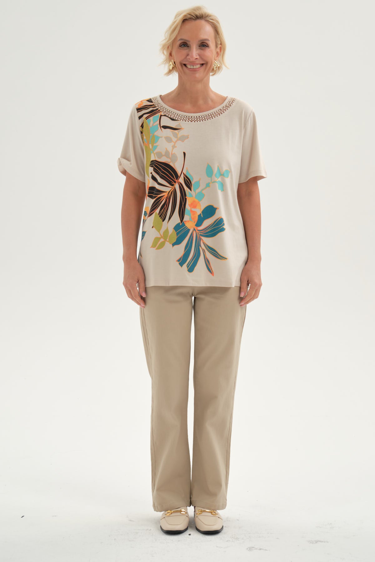 Pantalón Mujer Gabardina Beige
