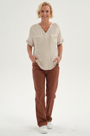 Pantalón Mujer Gabardina Cafe Claro