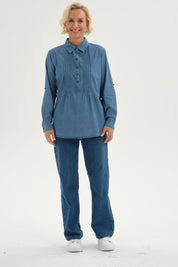 Blusa Mujer Denim Azul Claro