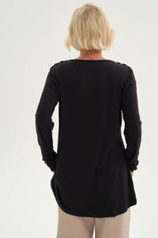 Polera Mujer Con Detalle Macramé Negro