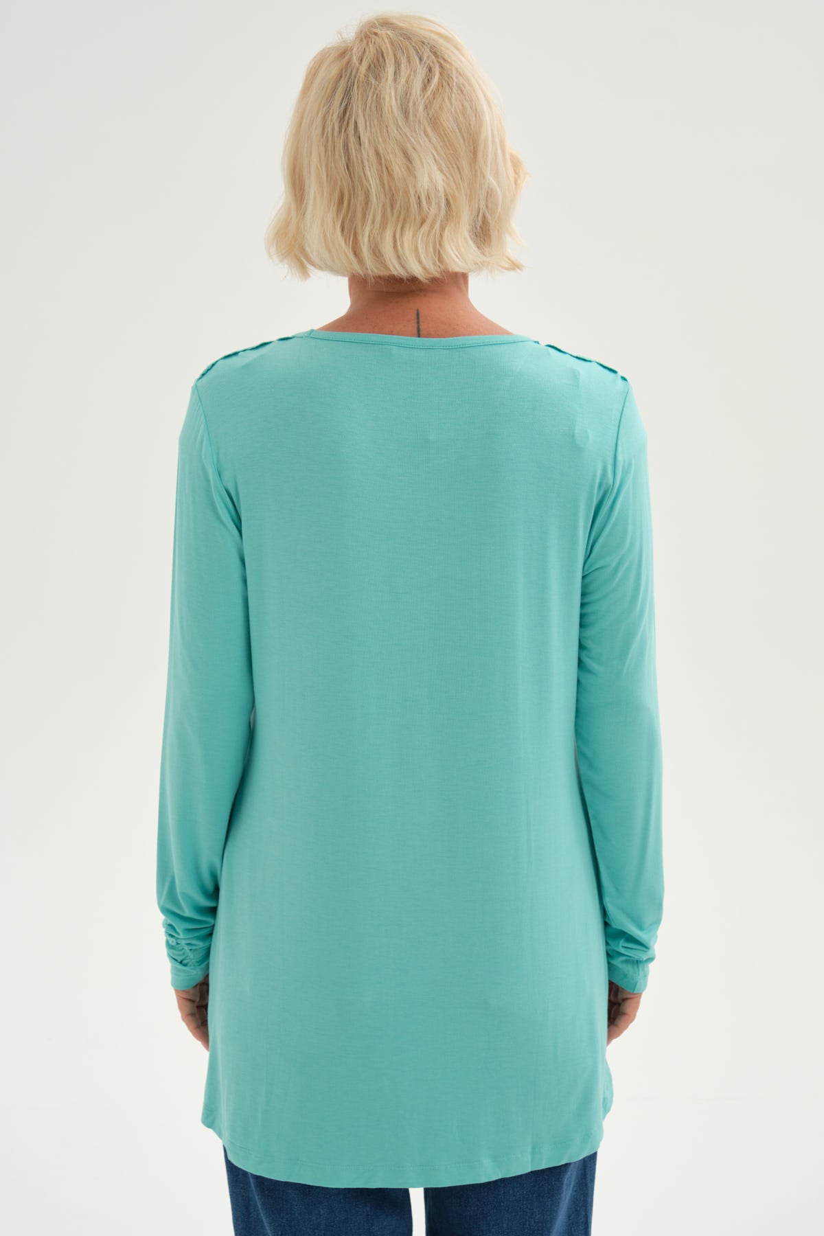 Polera Mujer Con Detalle Macramé Verde Agua