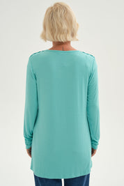 Polera Mujer Con Detalle Macramé Verde Agua