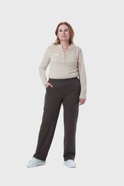 Calza Mujer Con Bolsillo Café