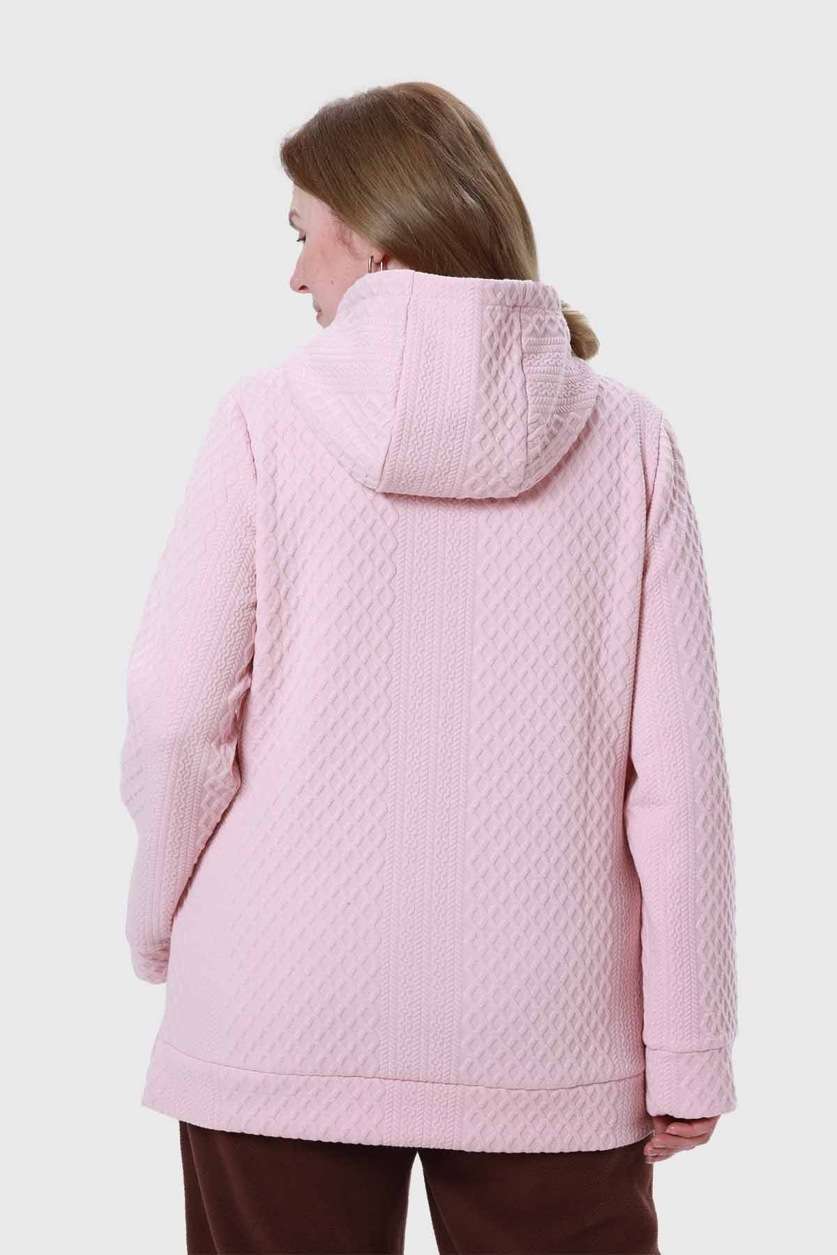 Polerón Mujer Detalle Efecto Cuero Palo Rosa