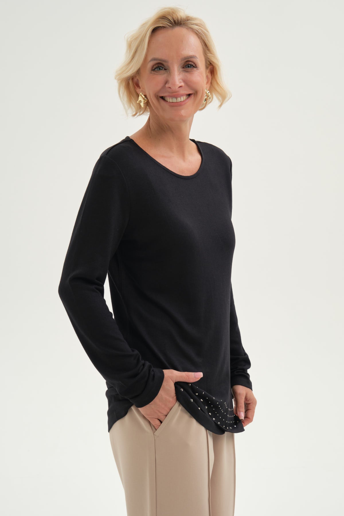 Polera Mujer Estampado Negro
