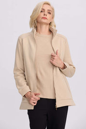 Polerón Mujer Con Cierre Beige