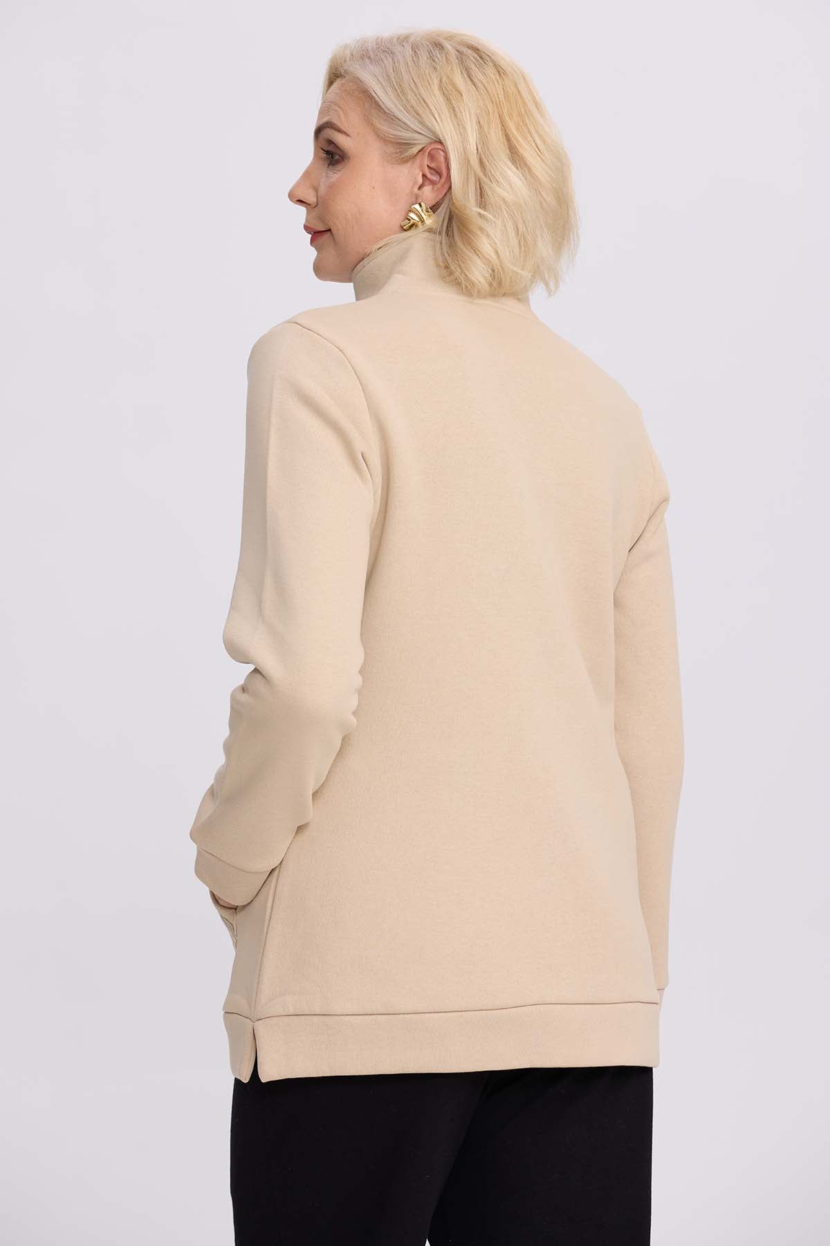 Polerón Mujer Con Cierre Beige
