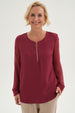 Blusa Mujer Blusa Escote Con Cierre Burdeo