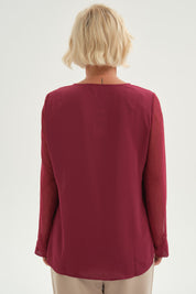 Blusa Mujer Blusa Escote Con Cierre Burdeo