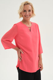 Blusa Mujer Blusa Crep Plumetti Naranjo Oscuro