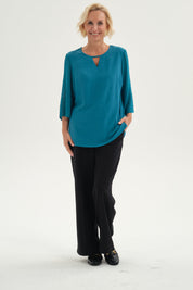 Blusa Mujer Blusa Crep Plumetti Turquesa