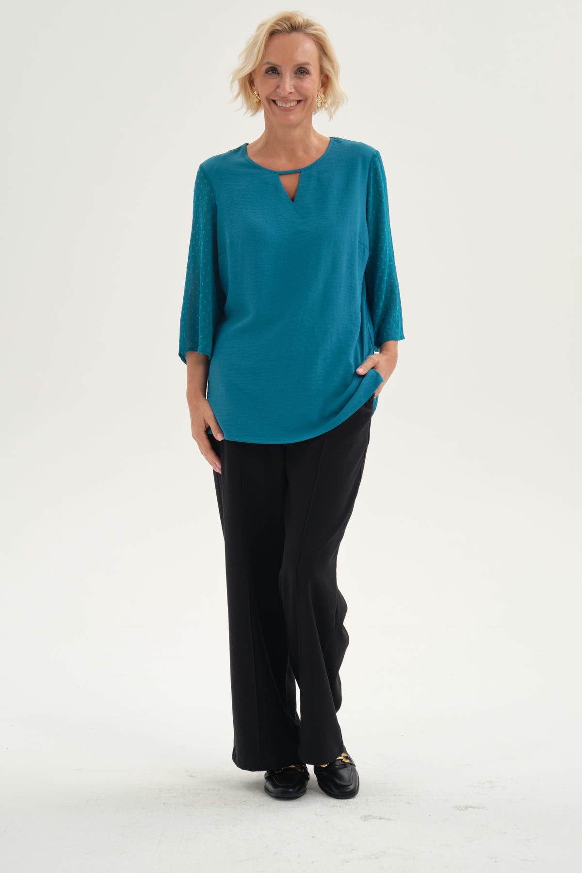 Pantalón Mujer Costura Delantera Negro
