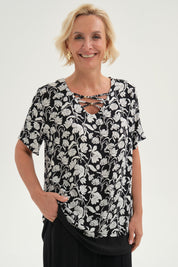 Blusa Mujer Blusa Detalle Escote Negro