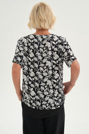 Blusa Mujer Blusa Detalle Escote Negro