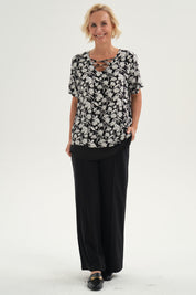 Blusa Mujer Blusa Detalle Escote Negro