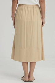 Falda Mujer Detalle Cinturón Beige Oscuro