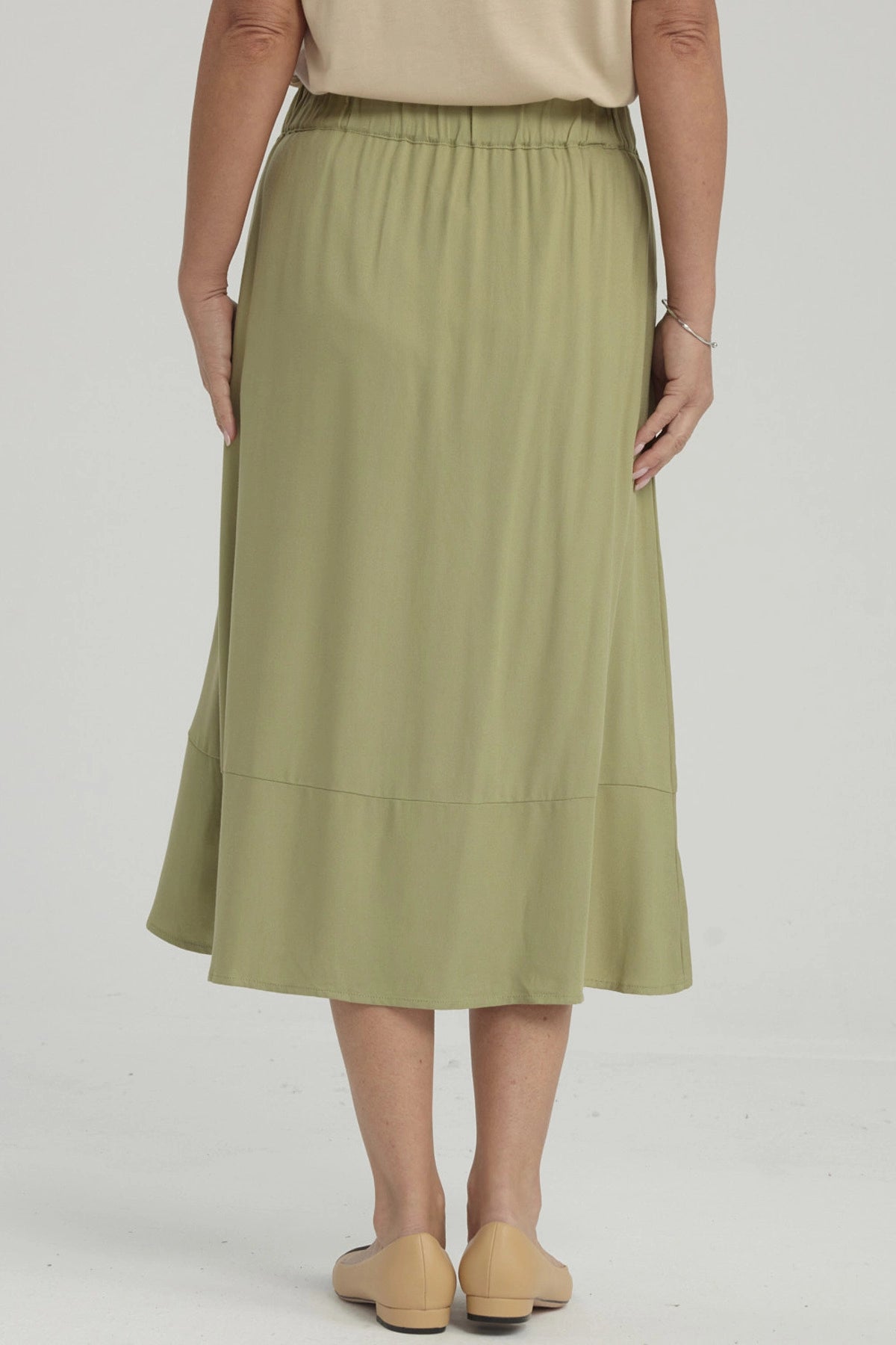 Falda Mujer Detalle Cinturón Verde Claro
