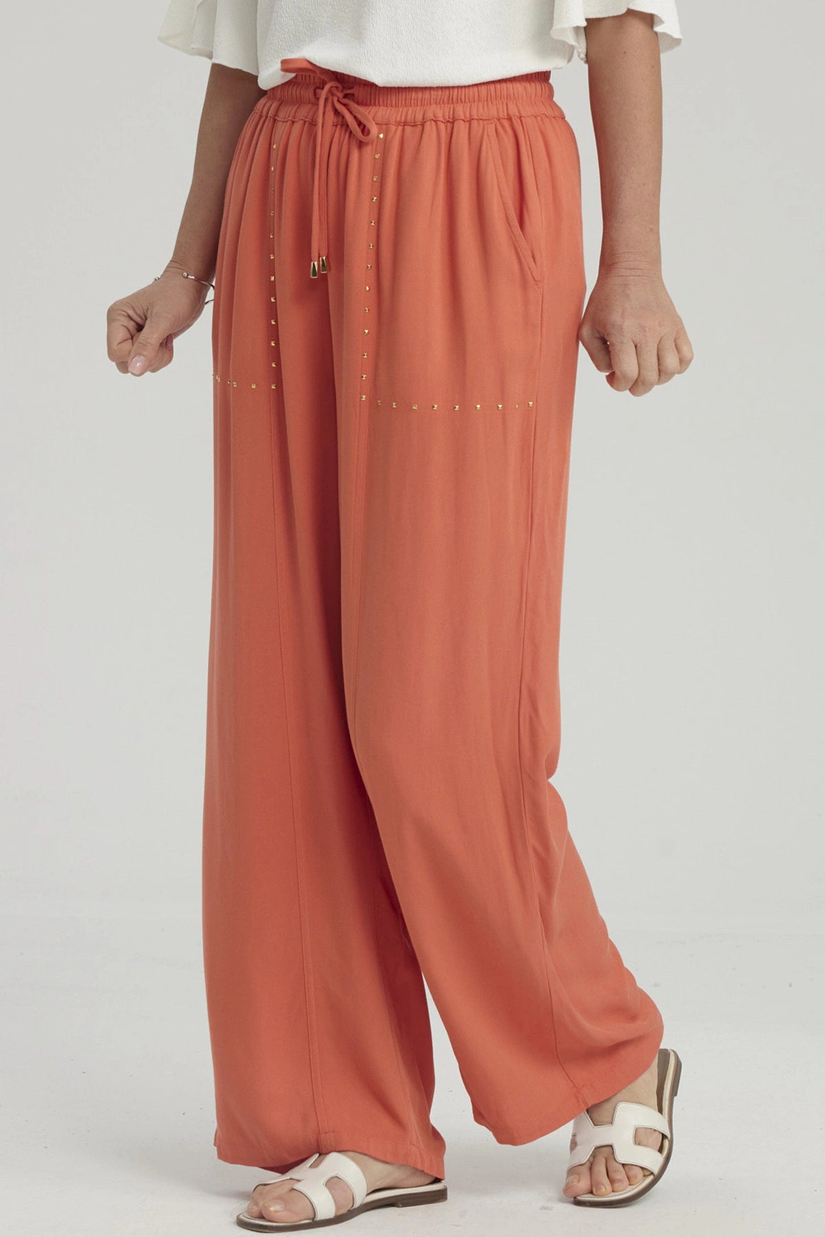 Pantalón Mujer Con Bolsillo Terracota